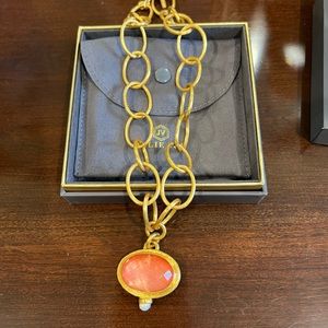 Julie Vos Simone Statement Necklace Iridescent Garnet Pink